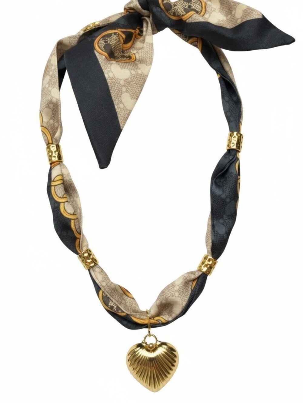 🖤▪️ Gemelli ▪️beautiful  Adjustable Satin Scarf Necklace with Heart Pendant